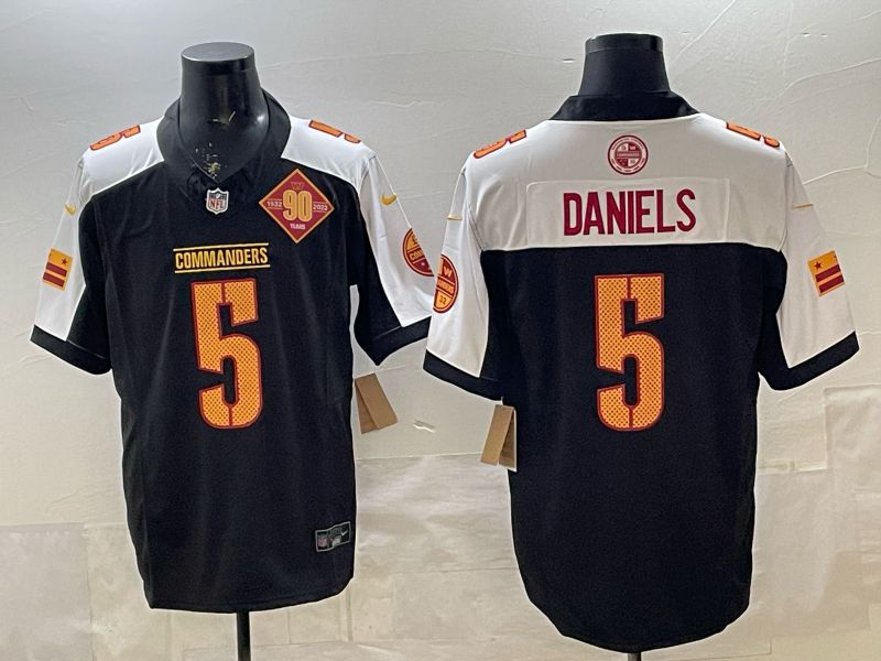 Men 2026 Washington Commanders #5 Daniels Black 3th generations Nike Limited NFL Jersey style 01